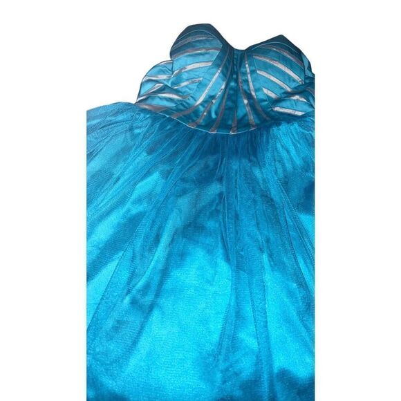 Vintage Cerulean Blue Corset & Tulle Strapless Dress - Picture 15 of 16